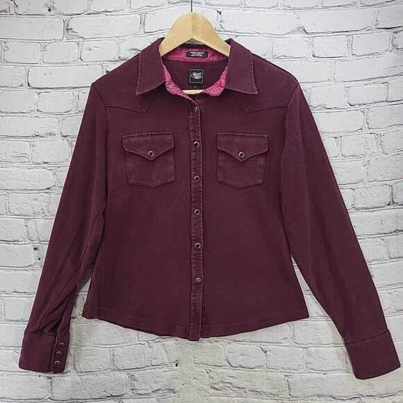 Cruel Girl Tops - Cruel Girl Western Shirt Jr Sz L Large Maroon Pearl Snaps Cowgirl